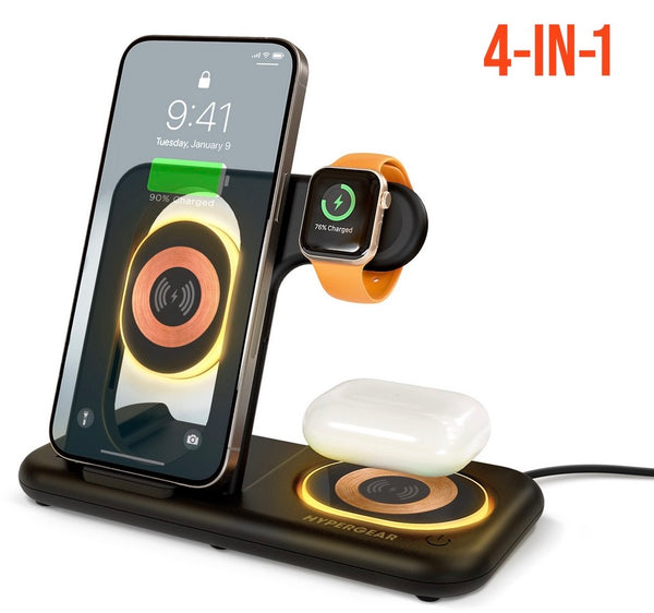 Hypergear PowerFold X-Ray 4-in-1 Foldable Wireless Charging Stand with 15W Wireless Fast Charge | Bl