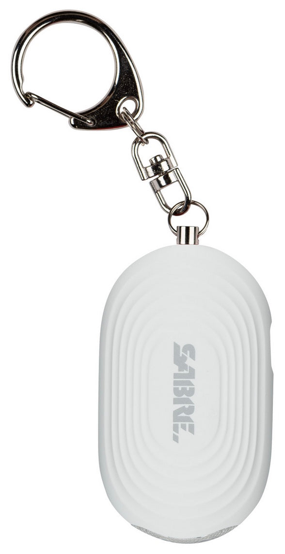 SABRE Personal Alarm with LED Light and Snap Hook - White
