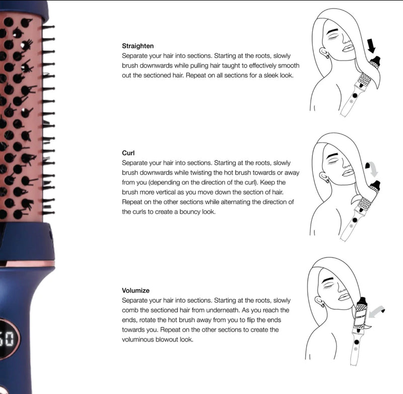 Hot & Hotter Tourmaline Ceramic Digital Hot Styling Brush - Duel Voltage