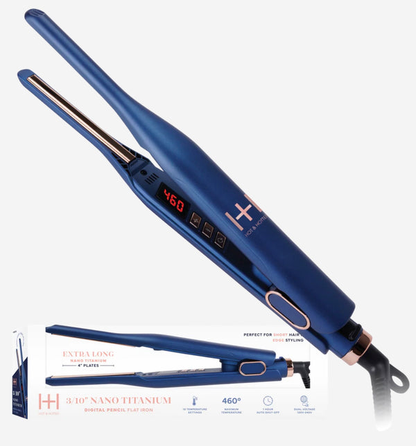 Hot & Hotter Nano Titanium Digital Pencil Flat Iron 3/10" - Duel Voltage