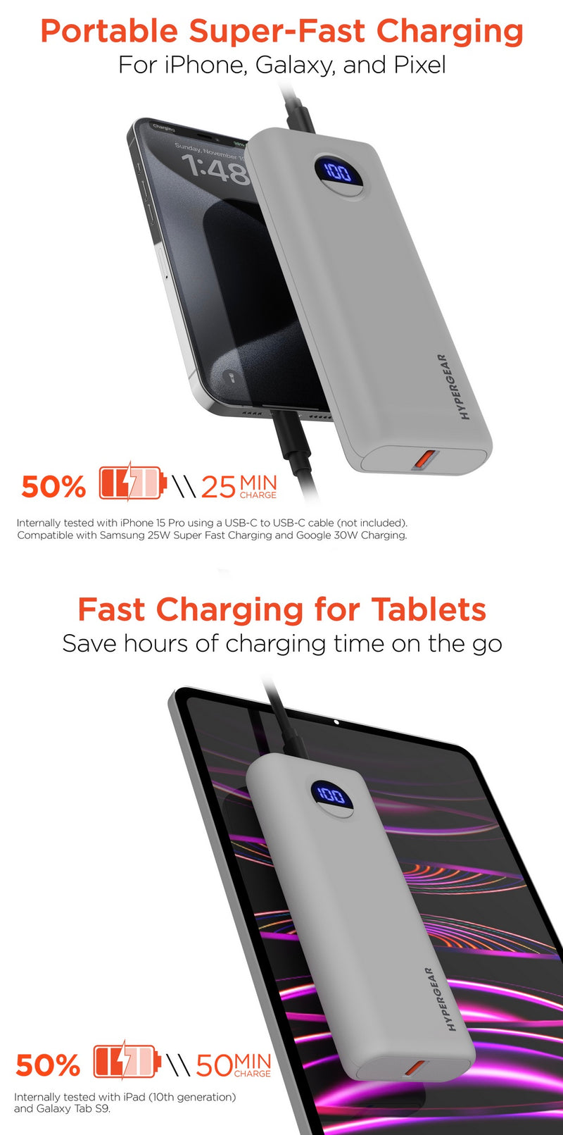 20,000mAh | Power Pack Pro+ Fast Charge Power Bank with 35W USB-C PD PPS and Digital Display | Gray