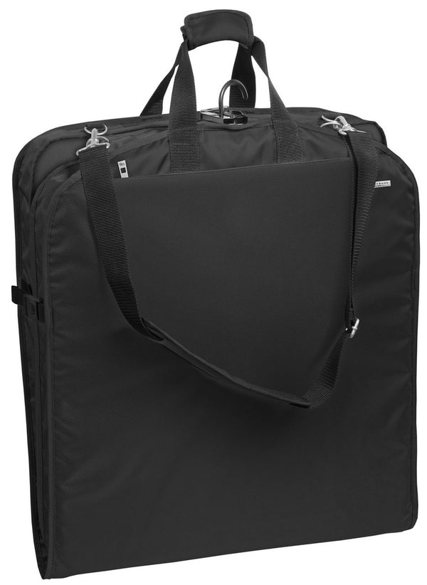 WallyBags 45" Premium Extra Wide Travel Garment Bag with Shoulder Strap, Two Large Pockets