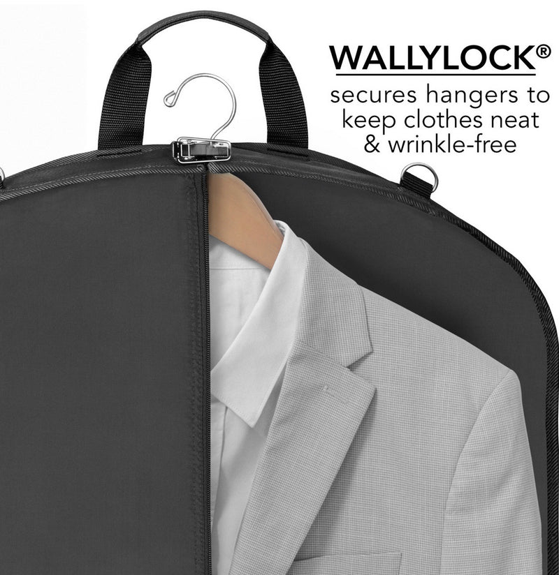 WallyBags 45" Premium Extra Wide Travel Garment Bag with Shoulder Strap, Two Large Pockets