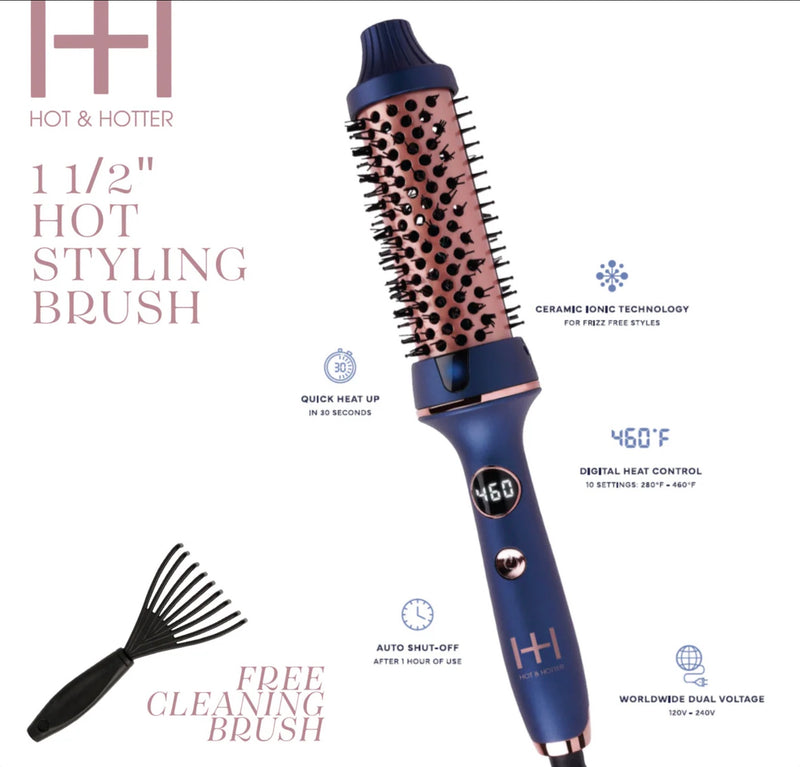Hot & Hotter Tourmaline Ceramic Digital Hot Styling Brush - Duel Voltage