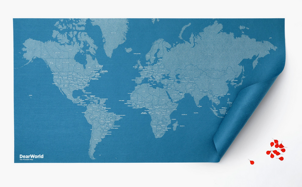DearWorld The Pinnable Map - Blue with Contry Names