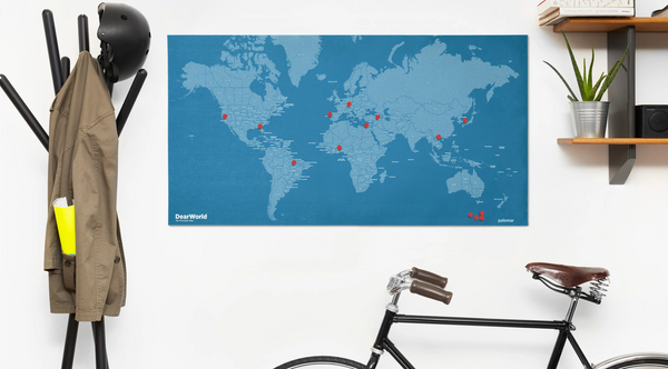 DearWorld The Pinnable Map - Blue with Contry Names