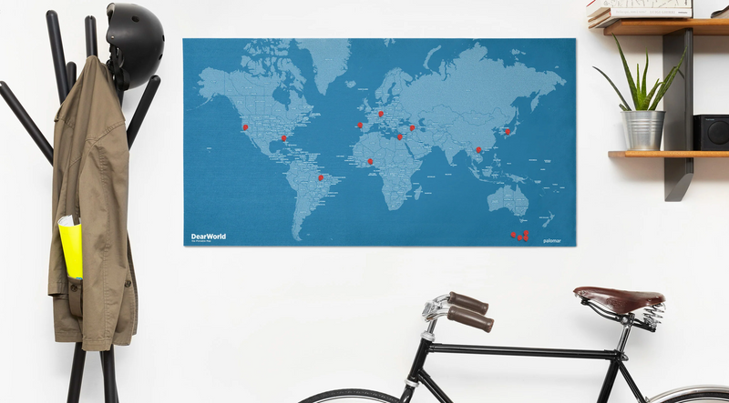 DearWorld The Pinnable Map - Blue with Contry Names