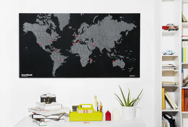 DearWorld The Pinnable Map Mini - Black with Contry Names
