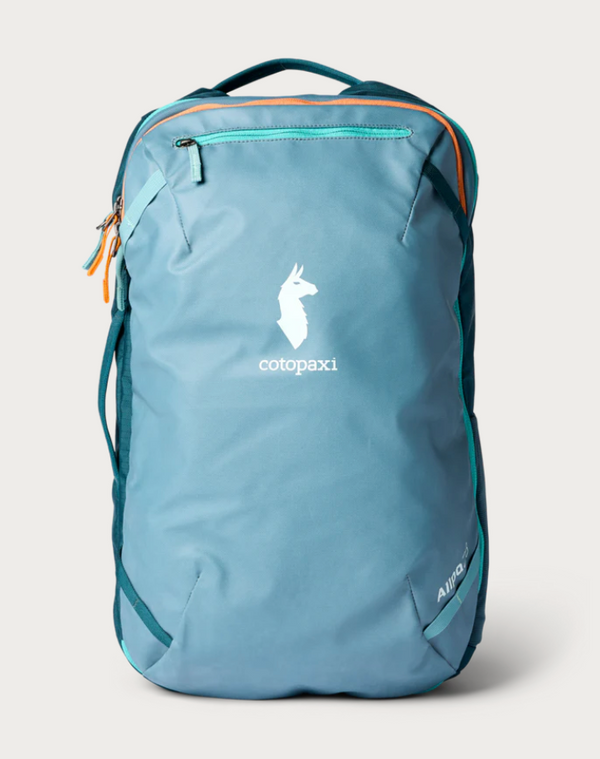 cotopaxi allpa 35 water bottle L Travel Pack Del Dia A front zip accessory pocket with internal organization holds chargers and travel docs Allpa 35L Travel Pack Whiskey