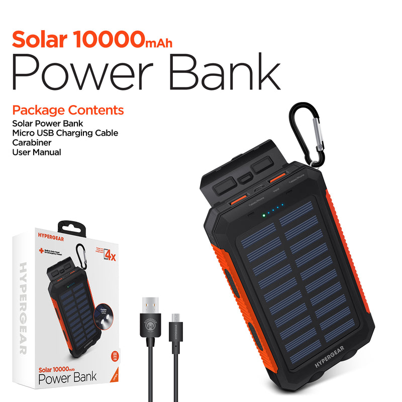 HYPERGEAR Solar 10000mAh Power Bank