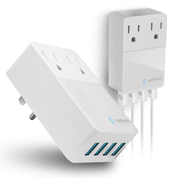 Naztech Fast Multi-Device Charger - 2 Outlets + 4 USB - White
