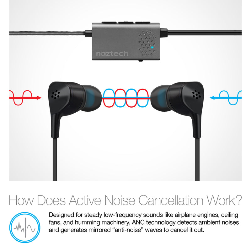 Naztech X1 Active Noise Cancelling Wired Earbuds