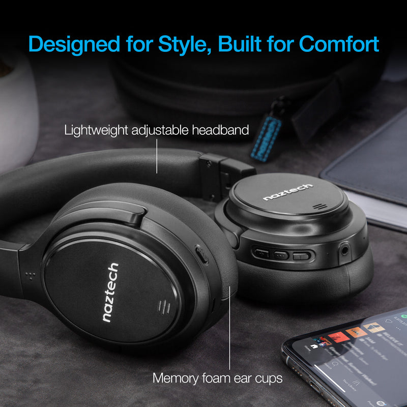 Naztech DRIVER ANC1000 Active Noise Cancelling Wireless Headphones - Black