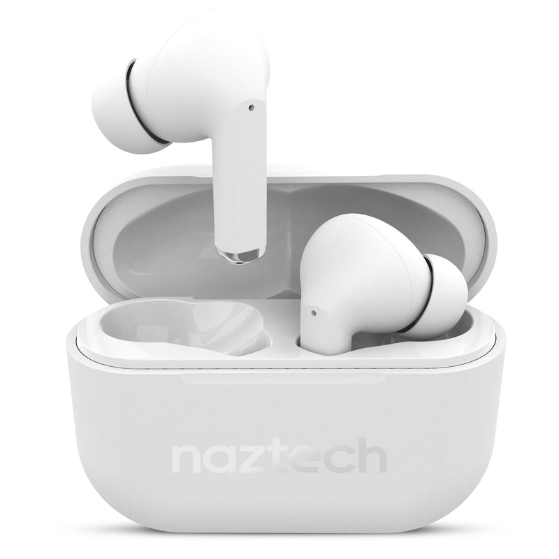 Naztech Xpods PRO True Wireless Earbuds with Wireless Charging Case -White