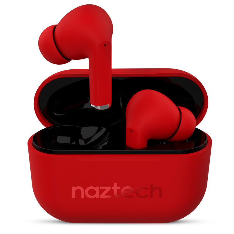 Naztech Xpods PRO True Wireless Earbuds with Wireless Charging Case - Red
