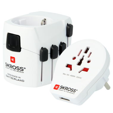 Skross Pro-World & USB Worldwide Grounded Adapter